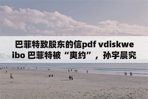 巴菲特致股东的信pdf vdiskweibo 巴菲特被“爽约”，孙宇晨究竟在玩哪样？